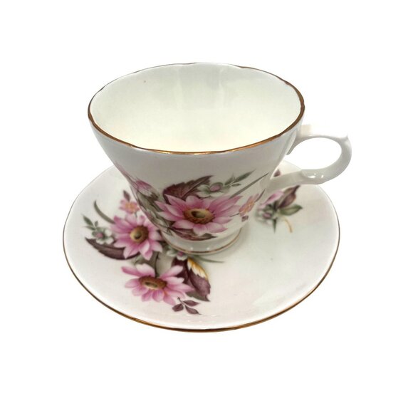 Crown Trent England Fine Bone China Floral Teacup & Saucer Set - Picture 1 of 3